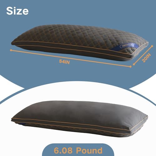 YZ HOME Long Body Pillow - Firm Memory Foam Adjustable Height Grey