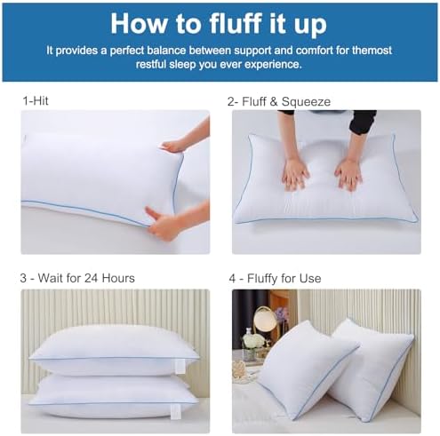 4-Piece Luxury Bed Pillows for Side Back Stomach Sleepers