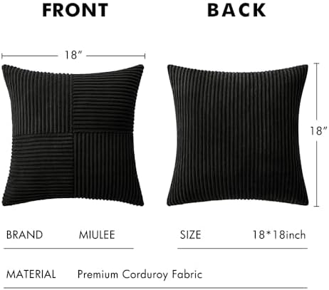 Stylish Black Pillow Covers for Living Room or Bed
