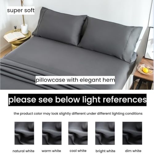 MohapQueen Pillowcase Set Envelope Closure - Soft Durable Machine Washable - Grey