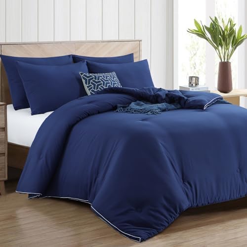 RUIKASI Navy Blue All-Season Comforter - Machine Washable Lightweight Fluffy