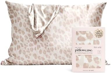 Kitsch Hypersoft Satin Pillowcase with Zipper Leopard Design Cooling Gently on Hair Skin