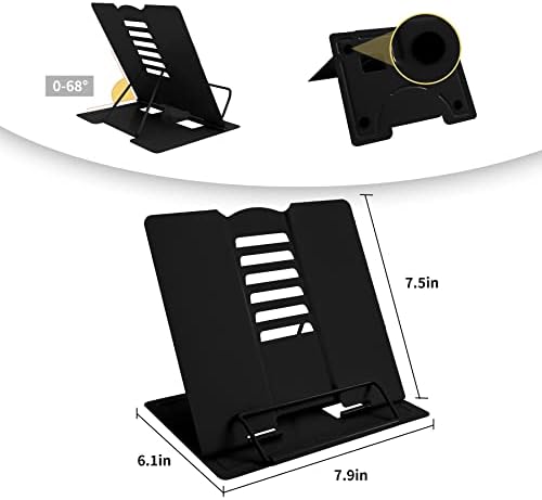 Adjustable Full-Black Metal Book Holder