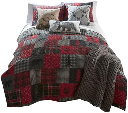 Donna Sharp FullQueen Quilt Set - Trendy Gingham Design Machine Washable