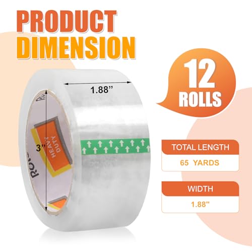 12 Roll Clear Packing Tape Perfect for Shipping Mailing