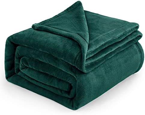 Bedsure Cozy Fleece Luxury Fulton Blanket Queen Size Emerald Green