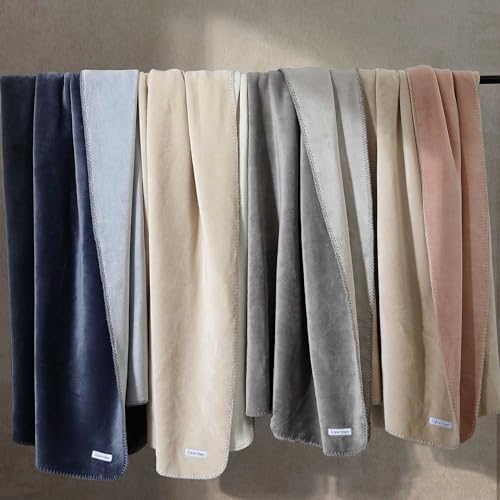 Calvin Klein Reversible Solid Grey Throw Blanket 50x70