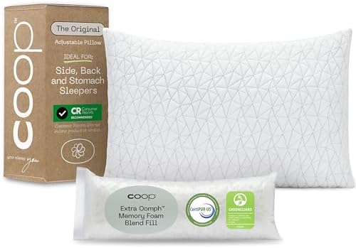 Originally Adjustable Queen Memory Foam Pillow-Certified for Sleep Comfort