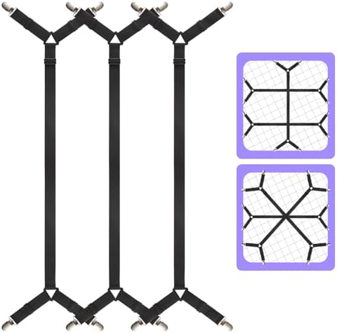 Luyena Bed Sheet Straps 3 PCS Black Adjustable Cross