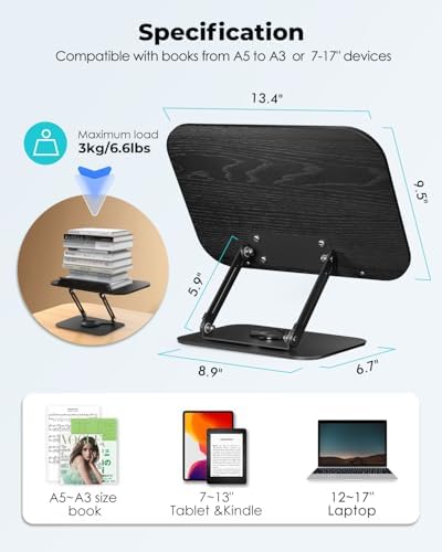 Viozon 360 Rotating and Adjustable Reading Stand