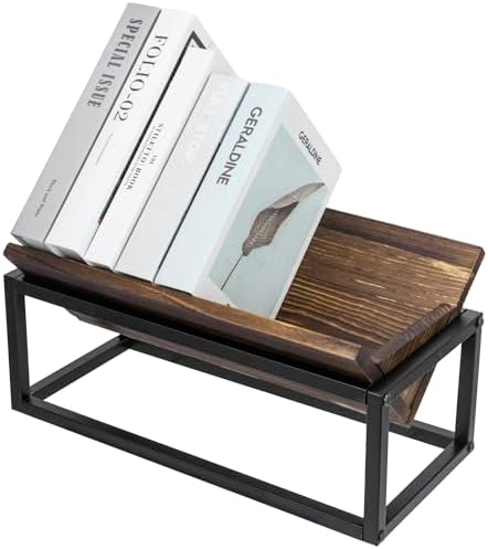 Stylish Rustic Book Holder Rack with Metal Frame