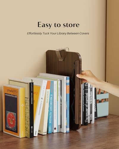 Adjustable 360-Degree Hands-Free Foldable Book Stand with Expandable Page Clips