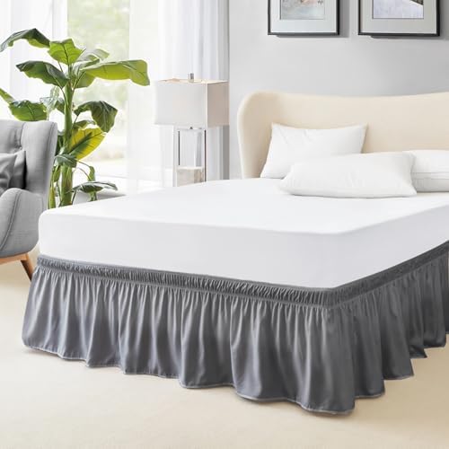 FreshCulture Queen Bed Skirt Elastic Wrap Around Bed Skirt Queen Size