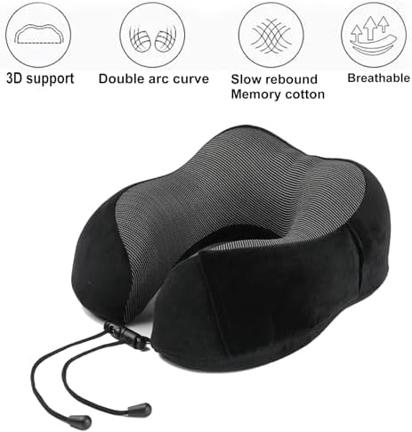 VONCOSS Memory Foam Neck Pillow - 100 Pure Breathable Machine Washable
