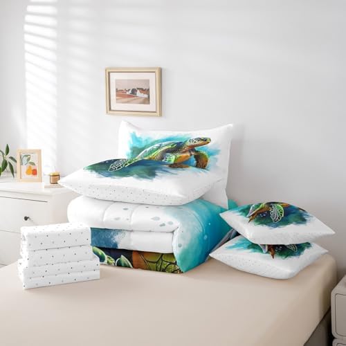 Erosebird Turqoise Sea Turtle Comforter Set Twin Size