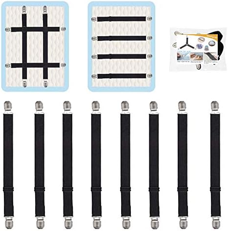 Adjustable Bed Sheet Grippers 8-Pack Black