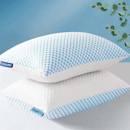 EASELAND Firm Pillow Shredded Memory Foam Adjustable Loft 2 Pack