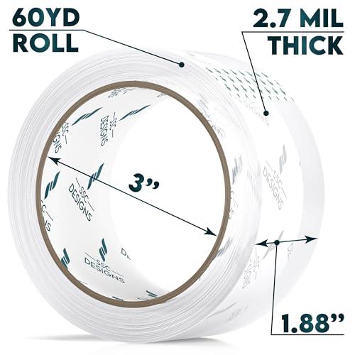 Clear Packing Tape Heavy Duty Refill No Noise 6 Rolls 60 Yds