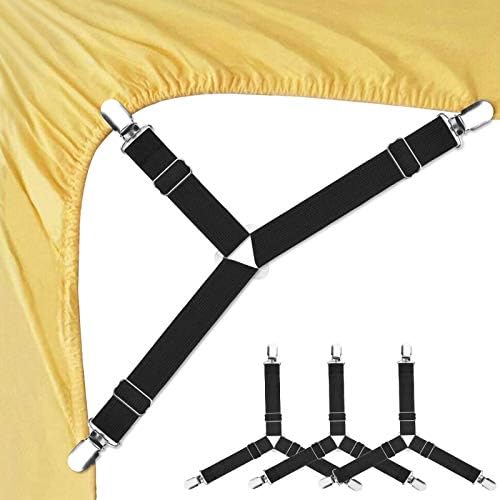 Adjustable Foloda Bed Sheet Fastener 4 Stable Triangle Clips with Nickel Clamps