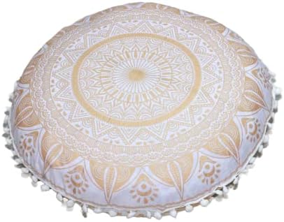 CRAFT KALA 22 Round Mandala Pillow Cover with Tassel