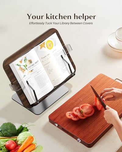 Adjustable 360-Degree Hands-Free Foldable Book Stand with Expandable Page Clips