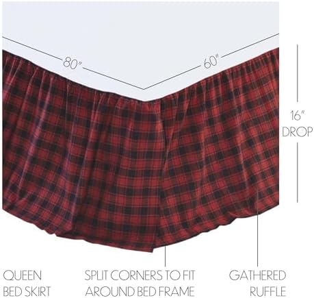 VHC Rustic Country Bed Skirt Red