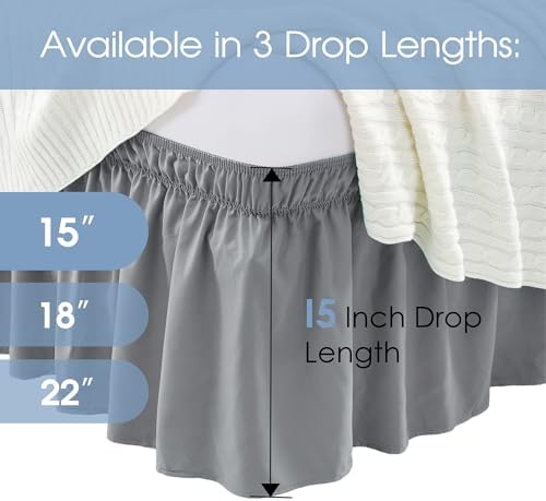 FreshCulture Queen Bed Skirt Elastic Wrap Around Bed Skirt Queen Size