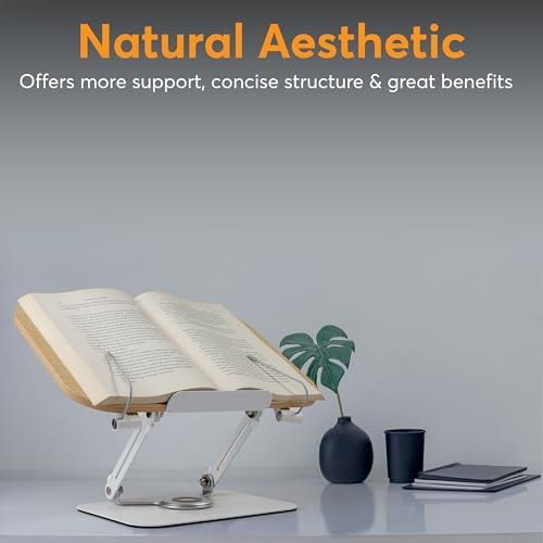 Adjustable 360 Wood Aluminum Book Stand with Folding Design for Kitchen Study