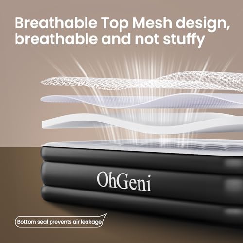 OhGeni Twin Air Mattress - Comfortable Sleep with Built-in Pump Support
