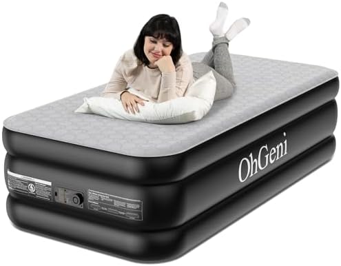OhGeni Twin Air Mattress - Comfortable Sleep with Built-in Pump Support