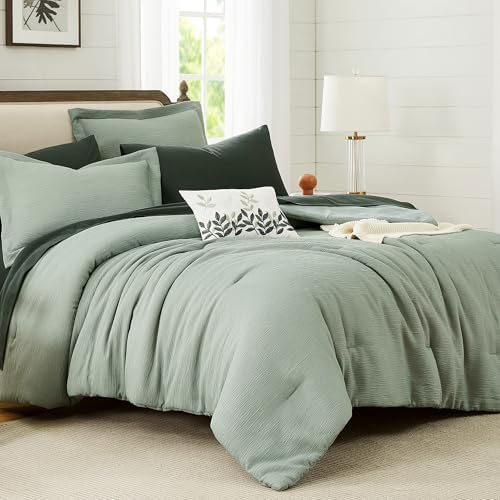 MaiRve Sage Green Comforter Set Queen Size