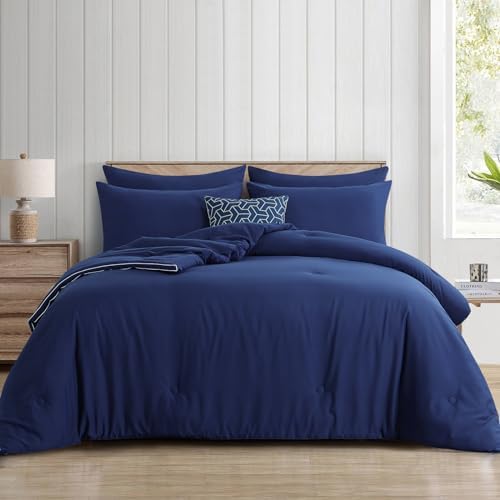 RUIKASI Navy Blue All-Season Comforter - Machine Washable Lightweight Fluffy