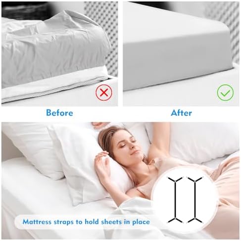 Adjustable Bed Sheet Straps 2Pcs Black for Mattress Cover