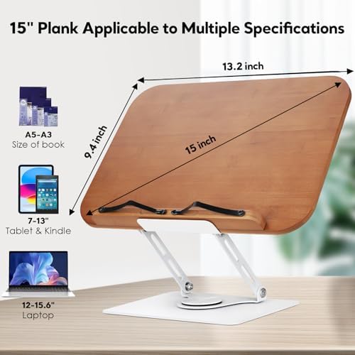 FLINKYE Adjustable Book Stand with 360 Rotation for Desk Use