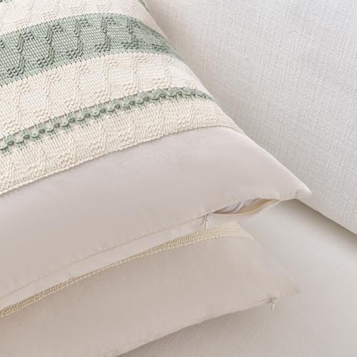 Fancy Homi Set of 2 sage boho 12x20 inch throw pillow covers