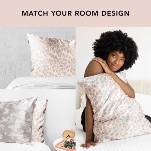 Kitsch Hypersoft Satin Pillowcase with Zipper Leopard Design Cooling Gently on Hair Skin