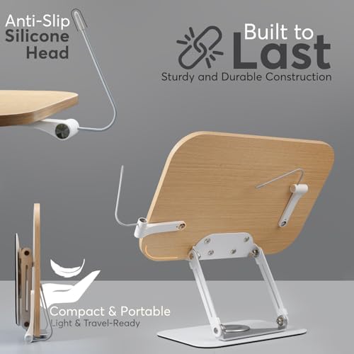 Adjustable 360 Wood Aluminum Book Stand with Folding Design for Kitchen Study