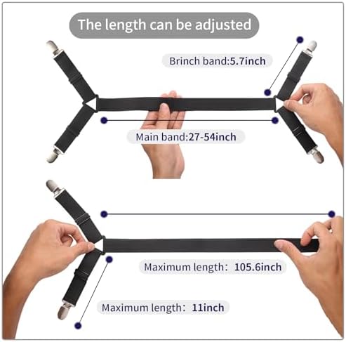 Luyena Bed Sheet Straps 3 PCS Black Adjustable Cross
