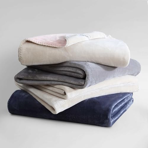 Calvin Klein Reversible Solid Grey Throw Blanket 50x70
