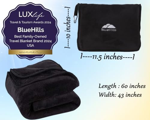 BlueHills 2-Pack Premium Soft Travel Blanket Pillow for Airplane More