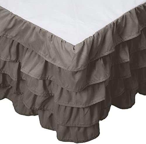 Elegant Multi-Ruffle Bed Skirt 1500 TC Mink Gray