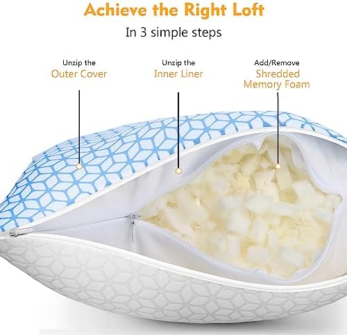 Adjustable Cooling Memory Foam Pillows Queen Set 2