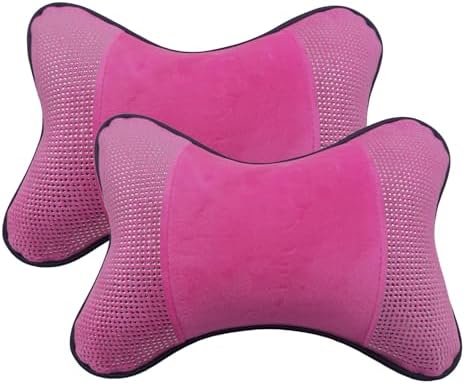 Yuhuru Car Neck Pillow 2pcs Bling Pink PU Leather