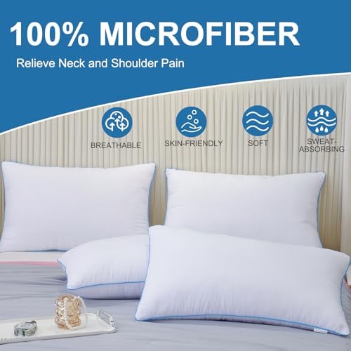 4-Piece Luxury Bed Pillows for Side Back Stomach Sleepers