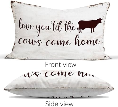 Rusenbao Flannel Cow Throw Pillow Cover 12x20