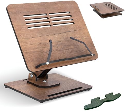 360 Adjustable Wooden Book Stand with Page Clips