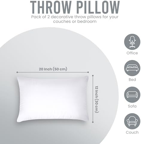 Utopia Bedding 12x20 White Decorative BedCouch Pillow Pack of 2