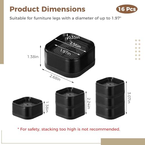 OMISTAR Adjustable Bed Risers 16-Piece Set