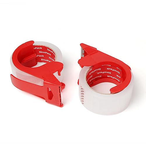 2-Pack Clear Packing Tape with Dispenser for Moving and Shipping