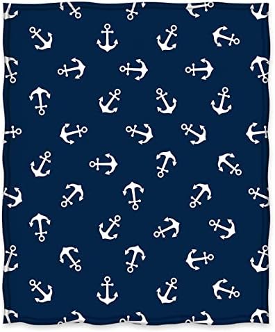 Jekeno Nautical Anchor Blanket - Dark Blue 50x60